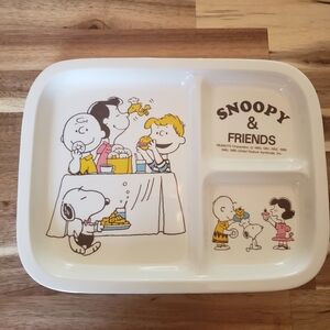 Rare Snoopy & Friends White Melamine Plate Japan